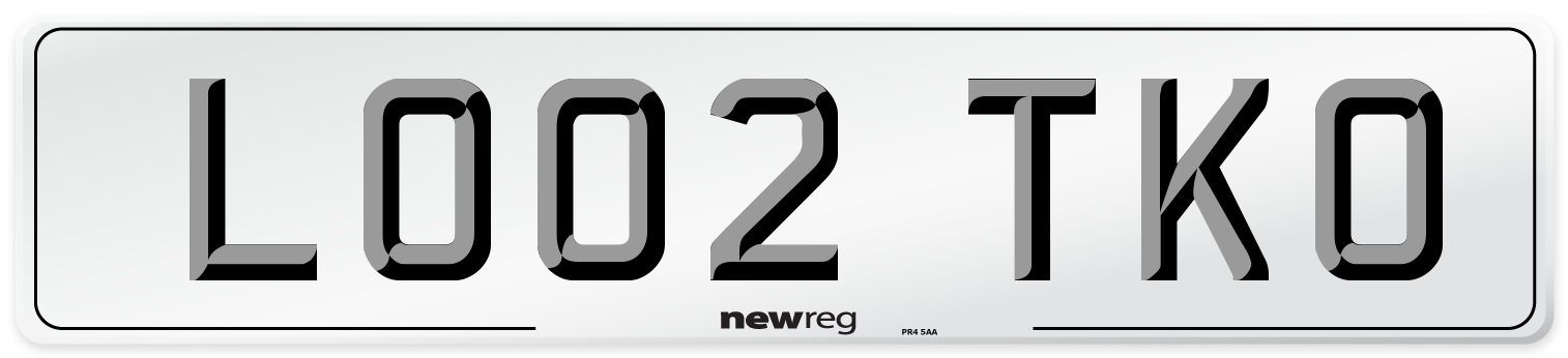LO02 TKO Number Plate from New Reg